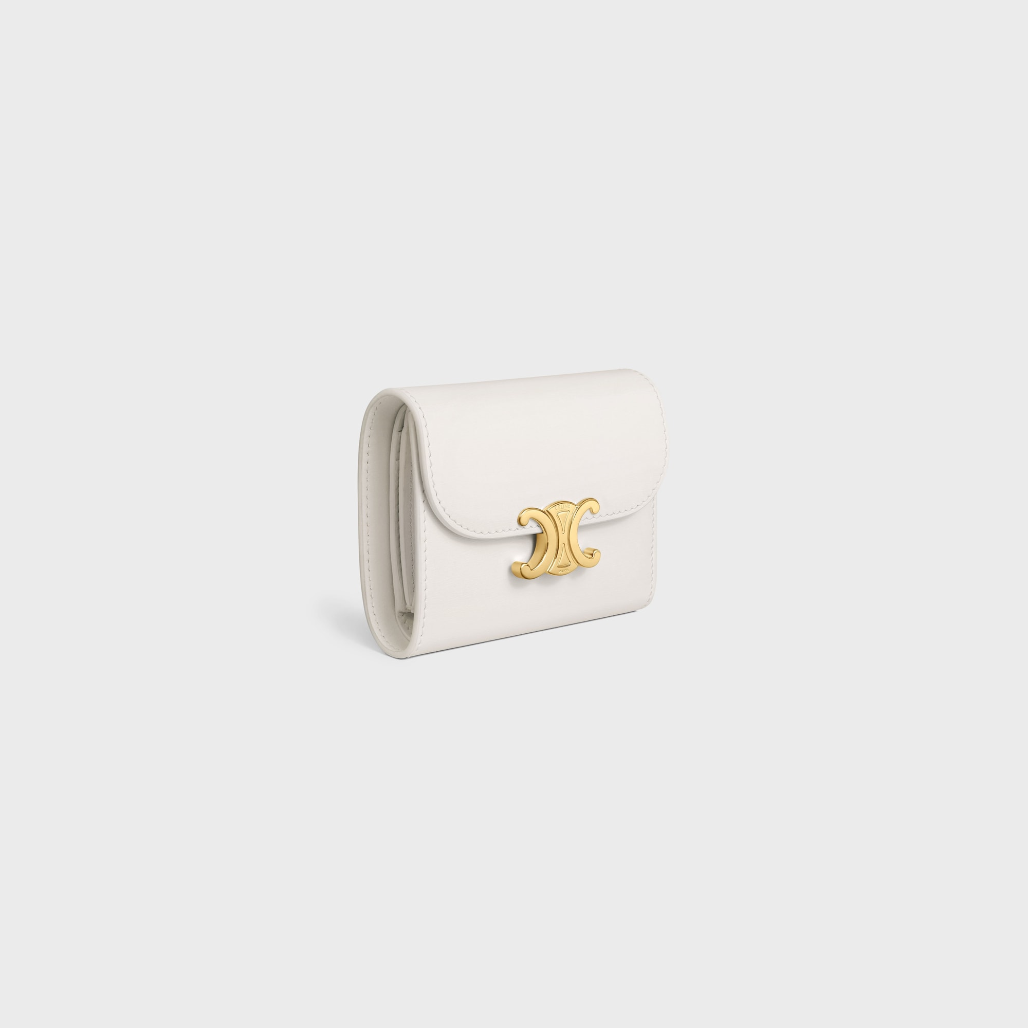 SMALL FLAP WALLER TRIOMPHE IN SHINY CALFSKIN WHITE - Image 2